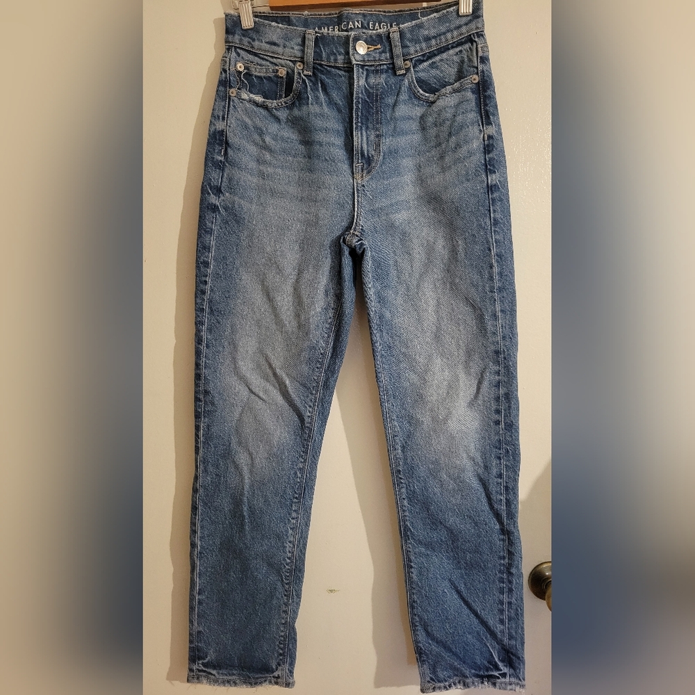 American Eagle Super High Rise Straight Jeans, 0 Short